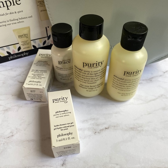 PHILOSOPHY Pure & Simple Skin Care & Amazing Grace Body Emulsion & Bag Set | NWT - Picture 2 of 8